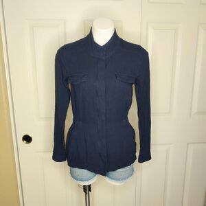 Splendid navy zip front long sleeve shirt jacket sz XS